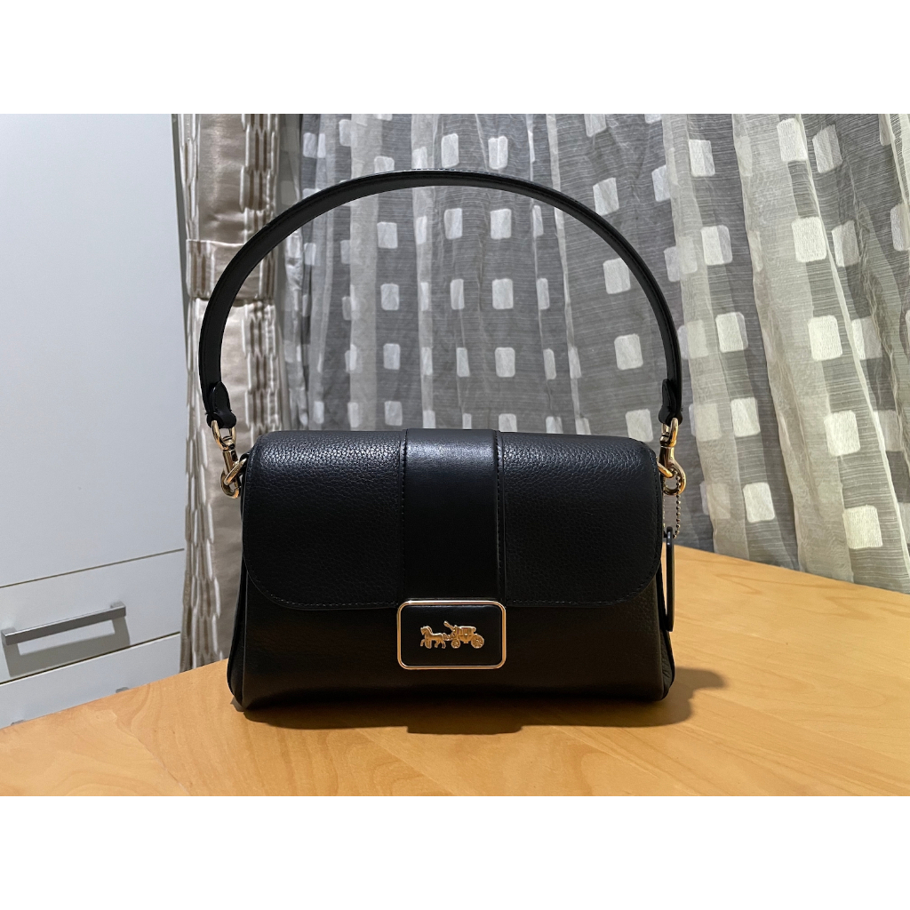 Tas Wanita Autentik 100% Coach Grace Mini Shoulder Bag Pebbled Leather Warna Hitam Second Mulus