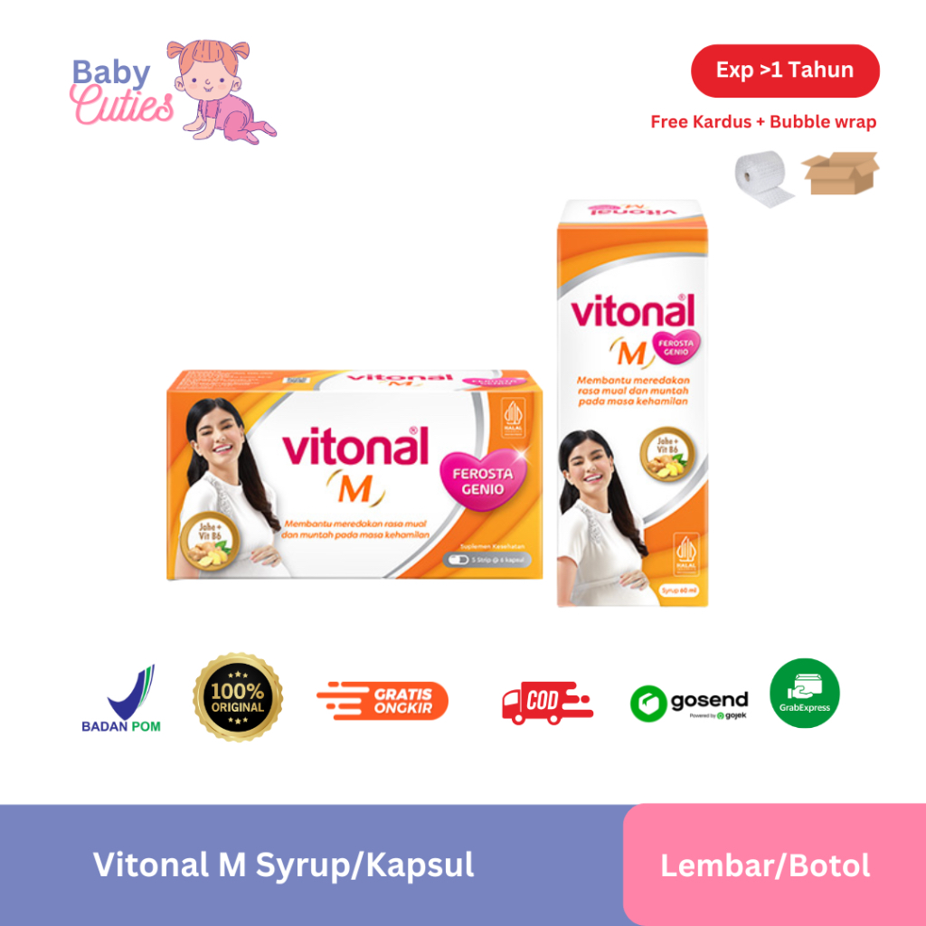 Vitonal M Suplemen Obat Mual Muntah Ibu Hamil Kapsul dan Syrup Exp Juni 2026