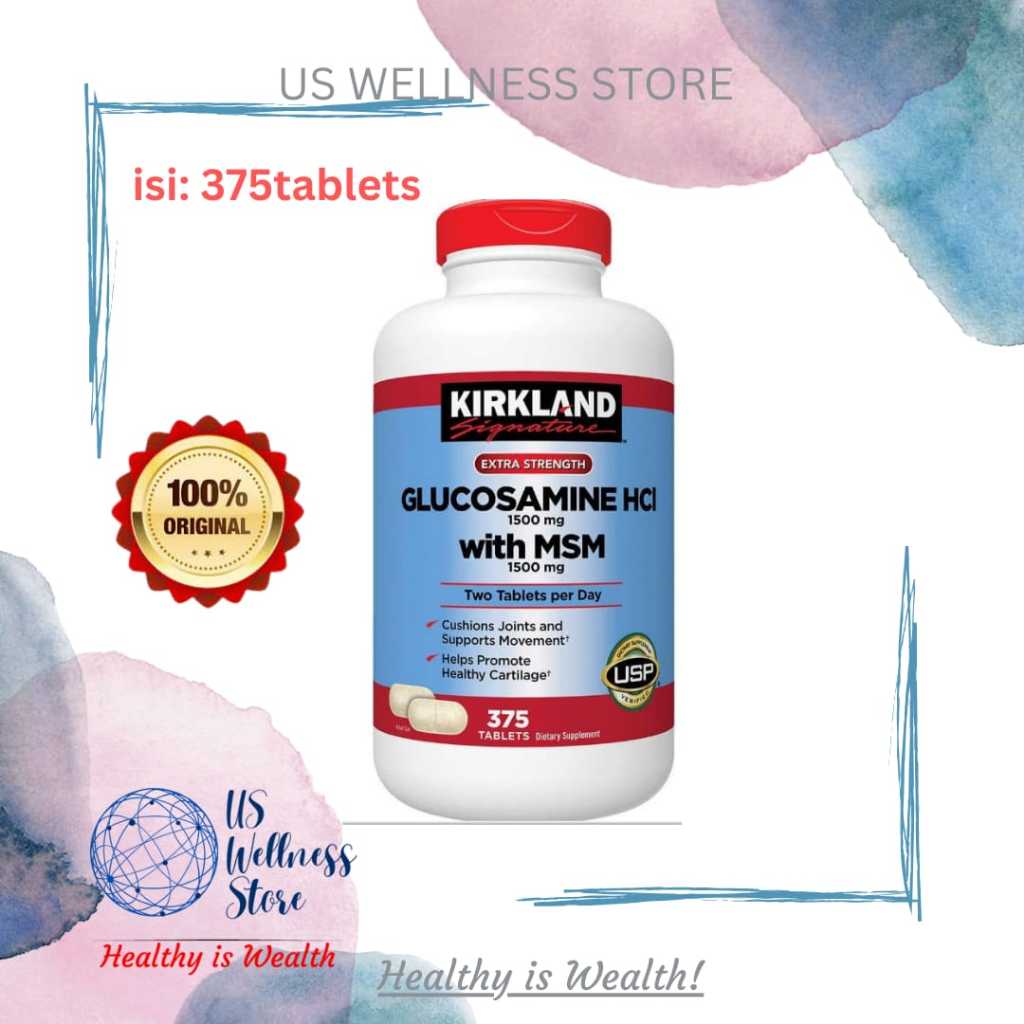 ORIGINAL Kirkland Glucosamine HCI 1500 mg with MSM 1500 mg isi 375 Tablets