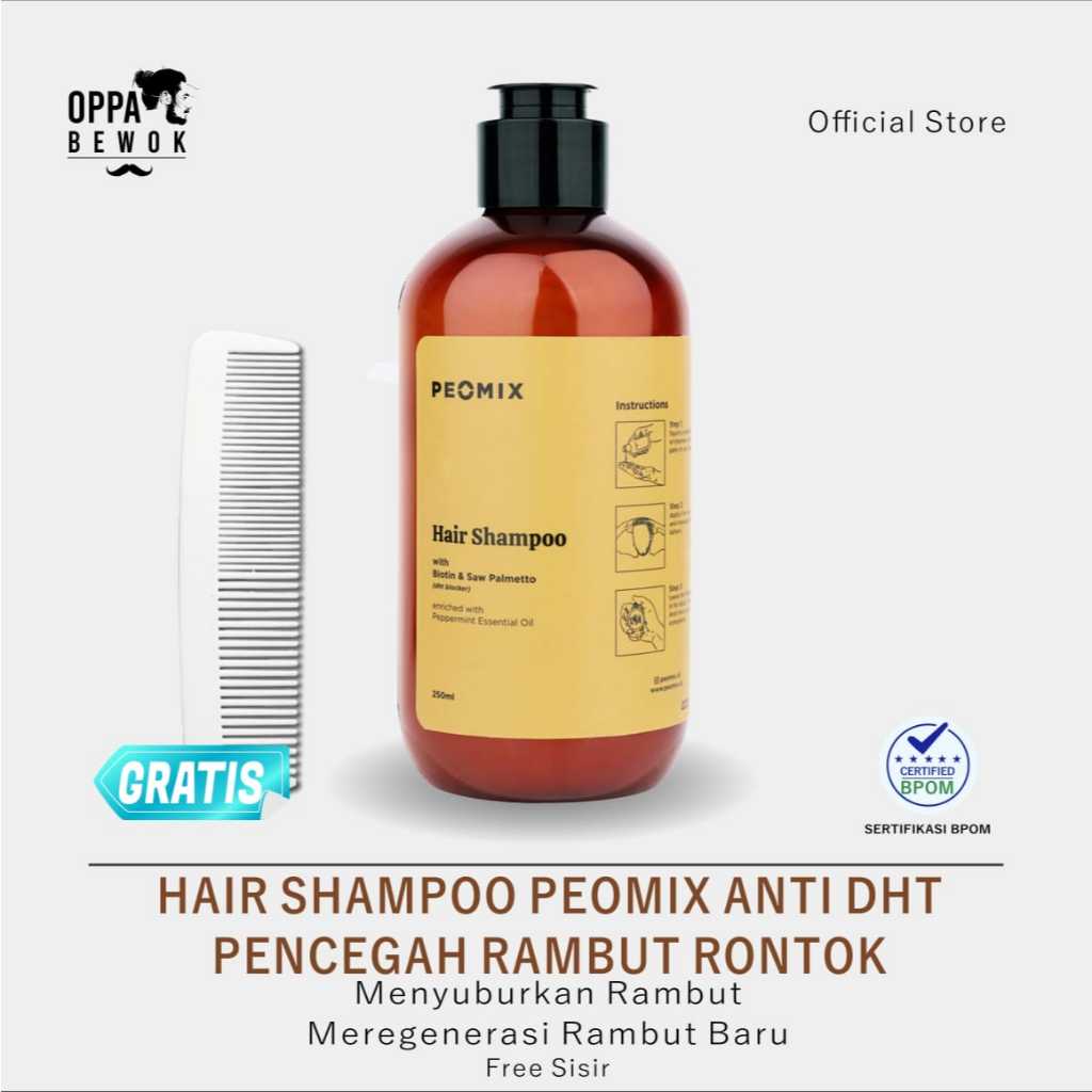 PEOMIX - Shampoo Penumbuh Rambut Rontok Anti Dht Blok
