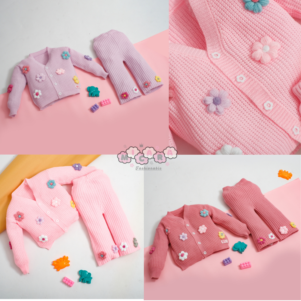 Micara One set Moana Setelan Cardigan dan celana Rajut Anak Perempuan