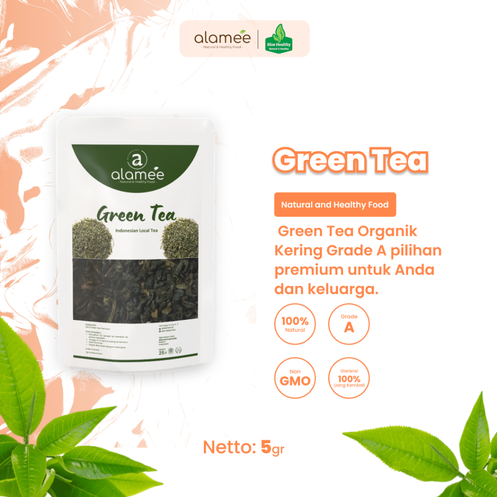 

ALAMEE Teh Hijau Green Tea Organic Kering Organik Greentea Minuman Herbal 5 gram