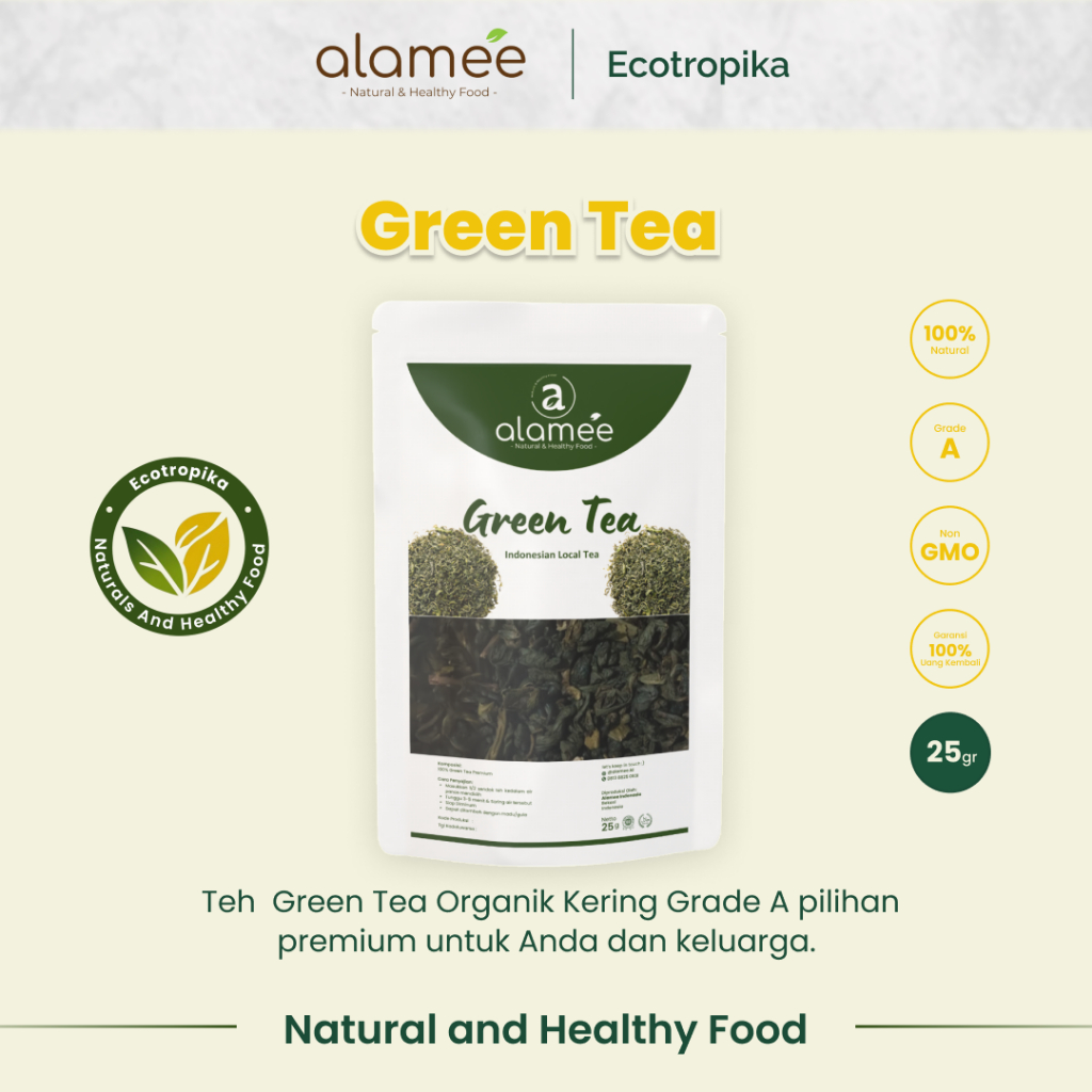 

Teh Hijau Green Tea Organic Kering Organik Daun Kering Greentea Minuman Herbal Premium 25 gr