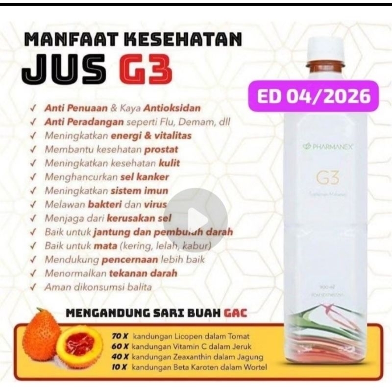

1 botol jus kesehatan @ G3 ED 04/2026