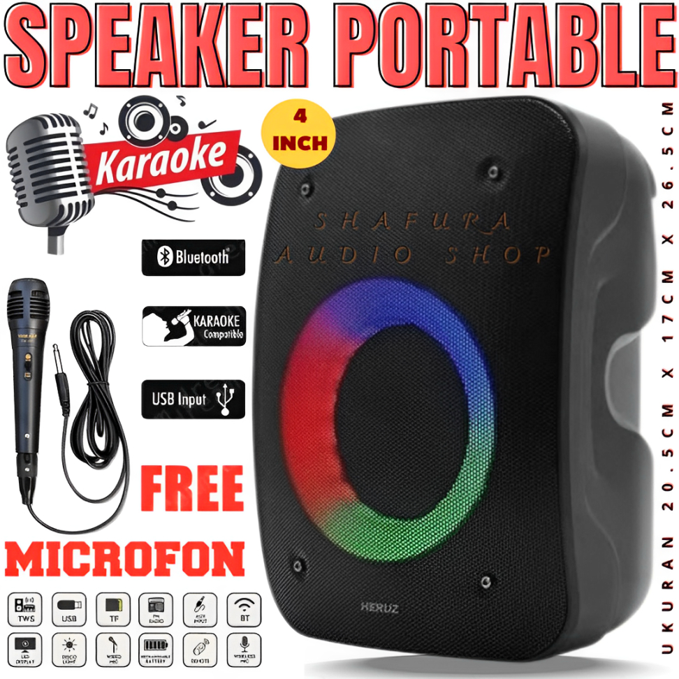 Speaker Portable Fleco F-410 Bluetooth Gratis Mic Karaoke | Fleco Speaker Bluetooth F-410 + Karaoke 