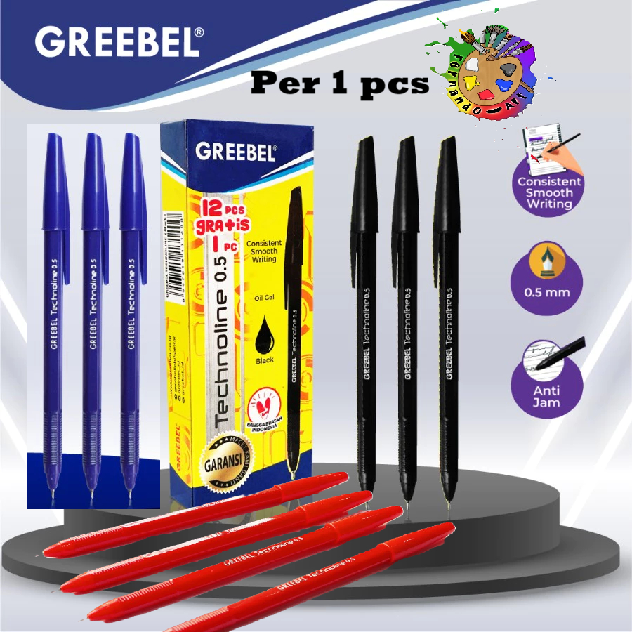

BN - Pen / pulpen / bolpoin murah greebel technoline 0.5 mm Per1pcs