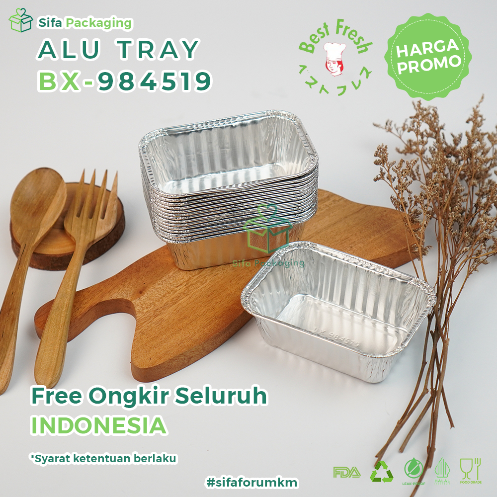 Alumunium Foil Cup BX 984519 + Tutup Aluminium Tray Lasagna Macaroni Schotel Dimsum Mentai Klapertar