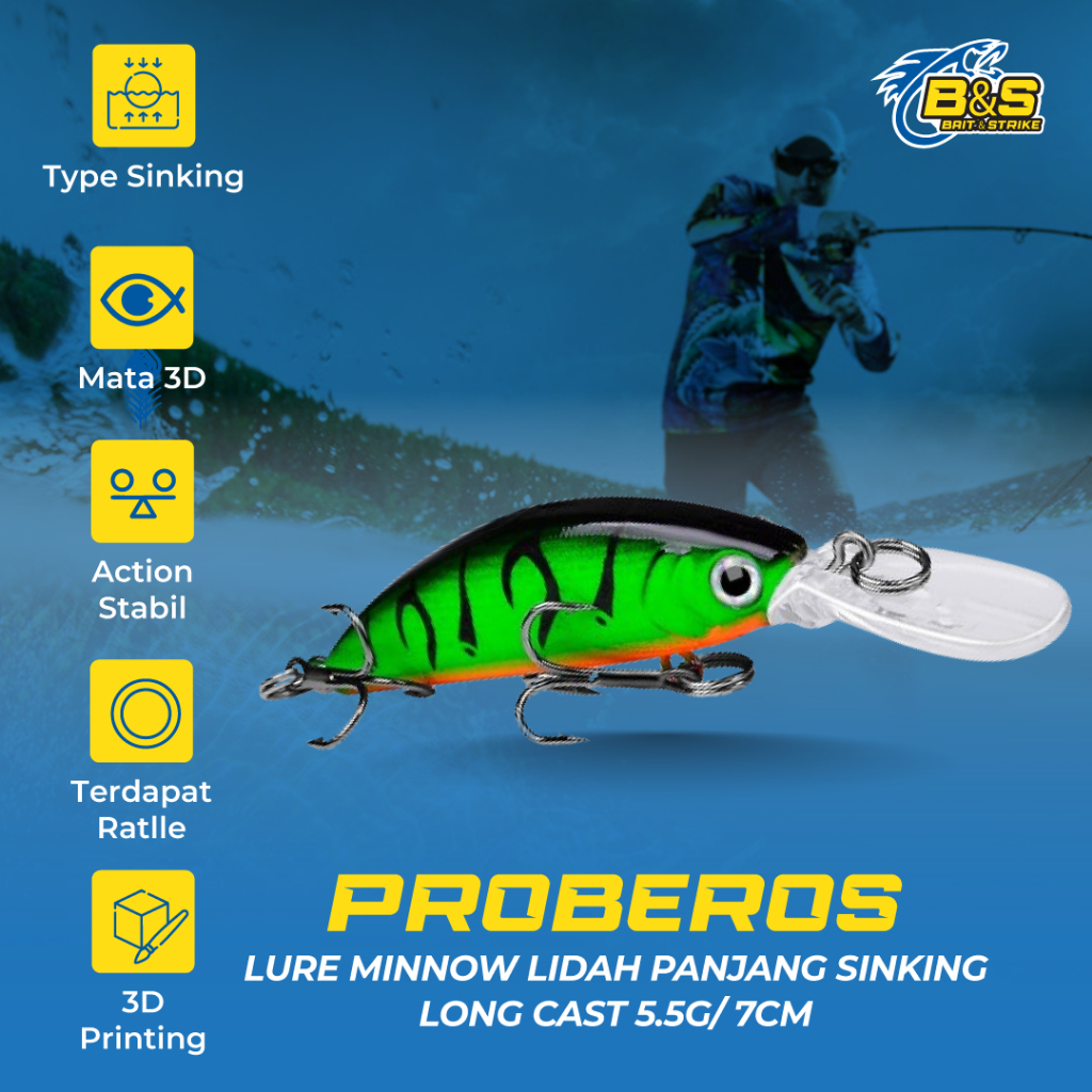 PROBEROS Umpan Pancing Lure Minnow lidah Panjang 5.5g/7cm lure sinking Long Cast MN146