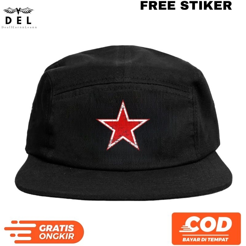 Topi Snapback 5 Panel DEL•Store Warna Hitam dengan Logo Sablon Unik Dan Simpel,Topi skena,five panel