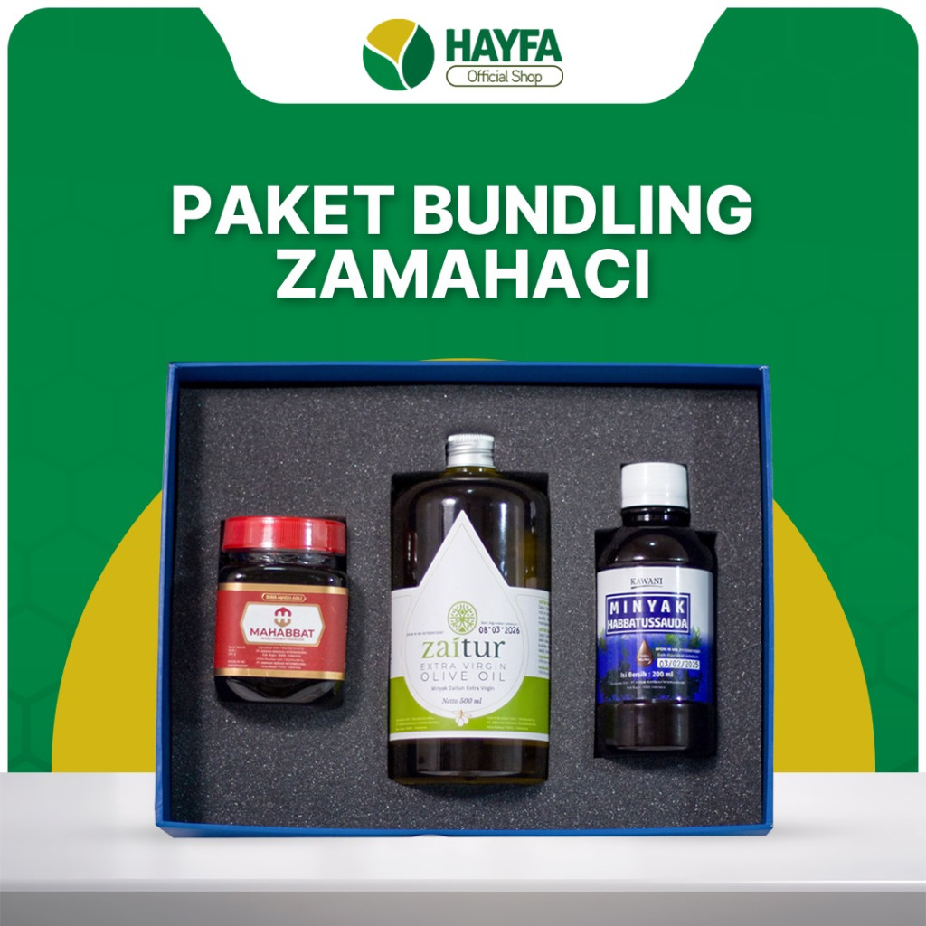 

Hayfa12 Store- Paket Zamahaci Medium-Madu Habbatussauda 280 gr | Minyak Zaitun 500 ml | Minyak Habbatussauda 200 ml