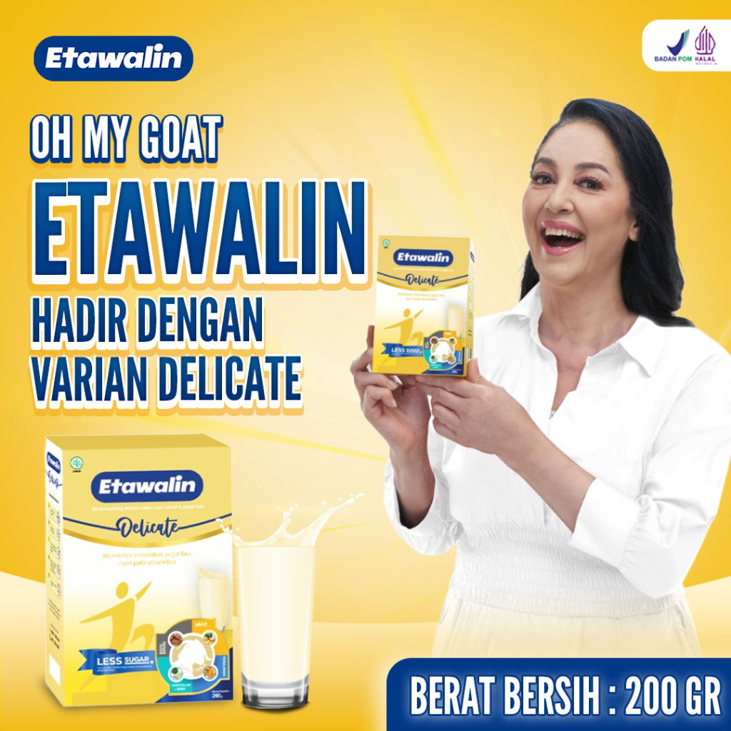 

Etawalin Delicate Susu Etawalin Rendah Gula Fokus Permasalahan Tulang dan Sendi 200 Gram