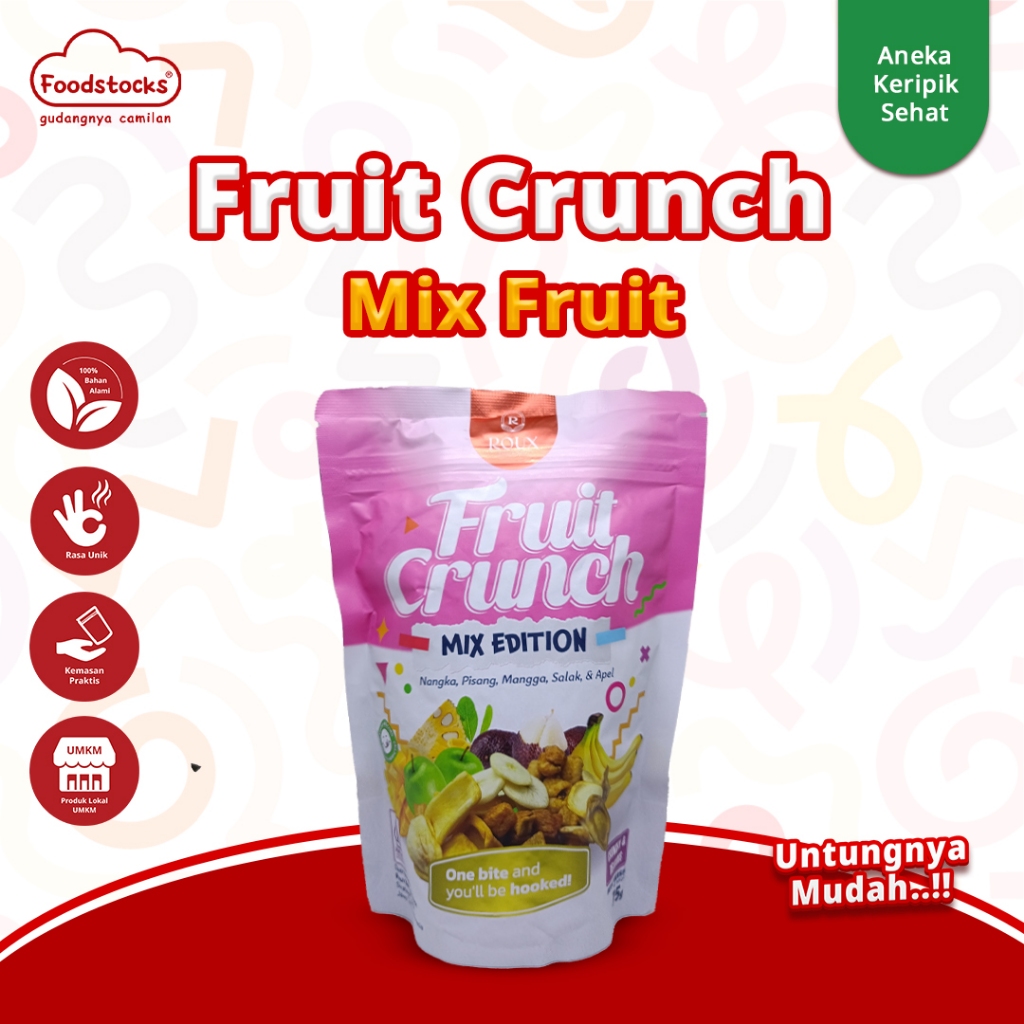 

Roux Fruit Crunch Mix Fruit Edition Keripik Snack Sehat Buah Nangka Pisang Apel Nangka Salak Mangga Sehat Renyah