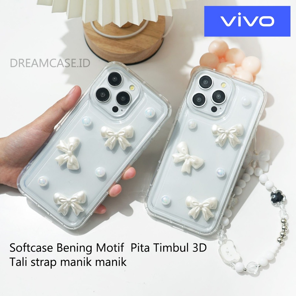 [3D23] Softcase Clear Pita +Tali Strap For VIVO Y22 Y21S Y17S Y20S Y12S Y15S VIVO V27E V9E V21 4G/5G
