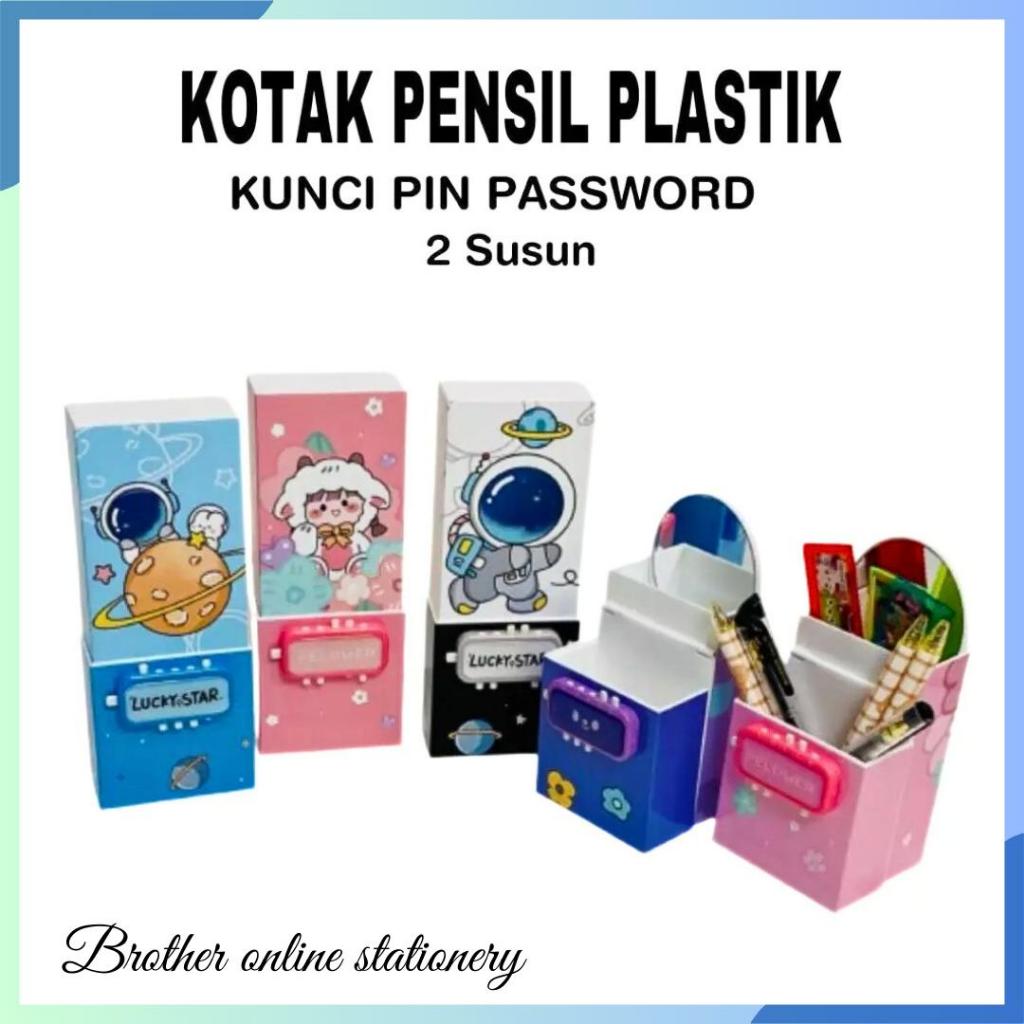 

BOS Kotak Pensil Plastik Kode Pin 2 Susun + Cermin / Pencil Case / Tempat Pensil
