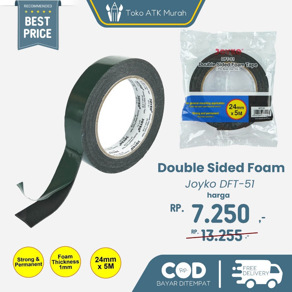 

Double Sided Foam Tape 24mm Joyko DFT-51