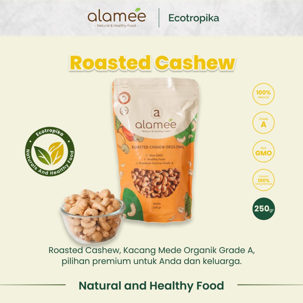 

Kacang Mede Panggang Mete Mente Roasted Cashew Premium Grade A Oven Matang 250gr Original Non GMO