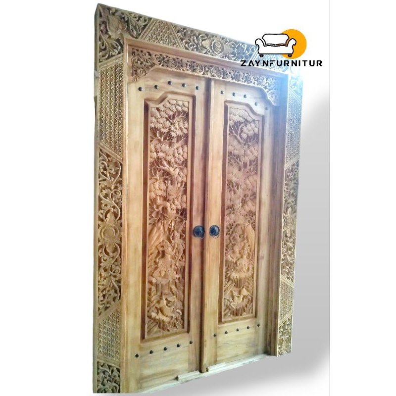 Pintu Ukir Gebyok Ramayana Jati Tua 150x230 Jepara