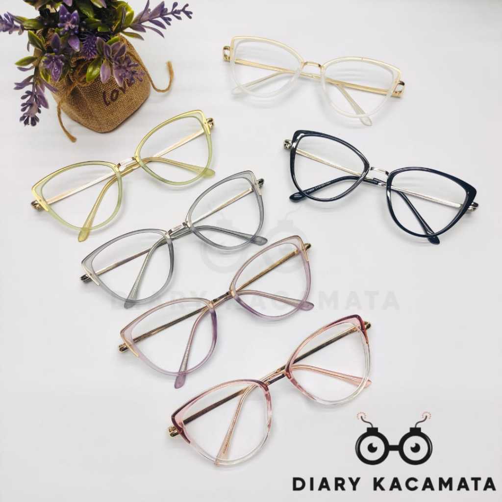 Kacamata Cat Eye Wanita Tangkai Titanium Kacamata Photocromic Anti Radiasi