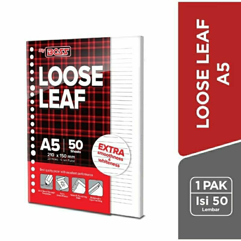 

TERMURAH ! KERTAS BINDER BIGBOSS LOOSE LEAF A5 ISI 50 LBR