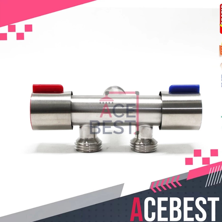 Kran Cabang 2 Panas Dingin Stainless