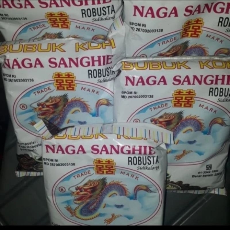 

Kopi Bubuk Naga Sanghie (KASAR)/Bubuk Kopi Robusta Medan Sidikalang 1 bks 250 gr