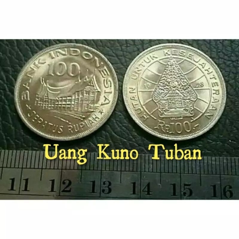 uang kuno koin 100 Rupiah Tipis Wayang tahun 1978