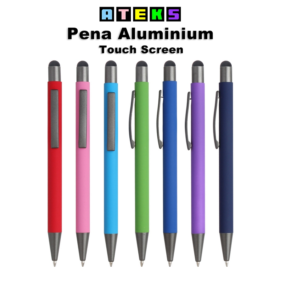 

ATEKS Stylus Pena Aluminium Touch Screen Pen Retractable 0.5mm Pena Bolpoin Tinta Hitam Warna Bisnis