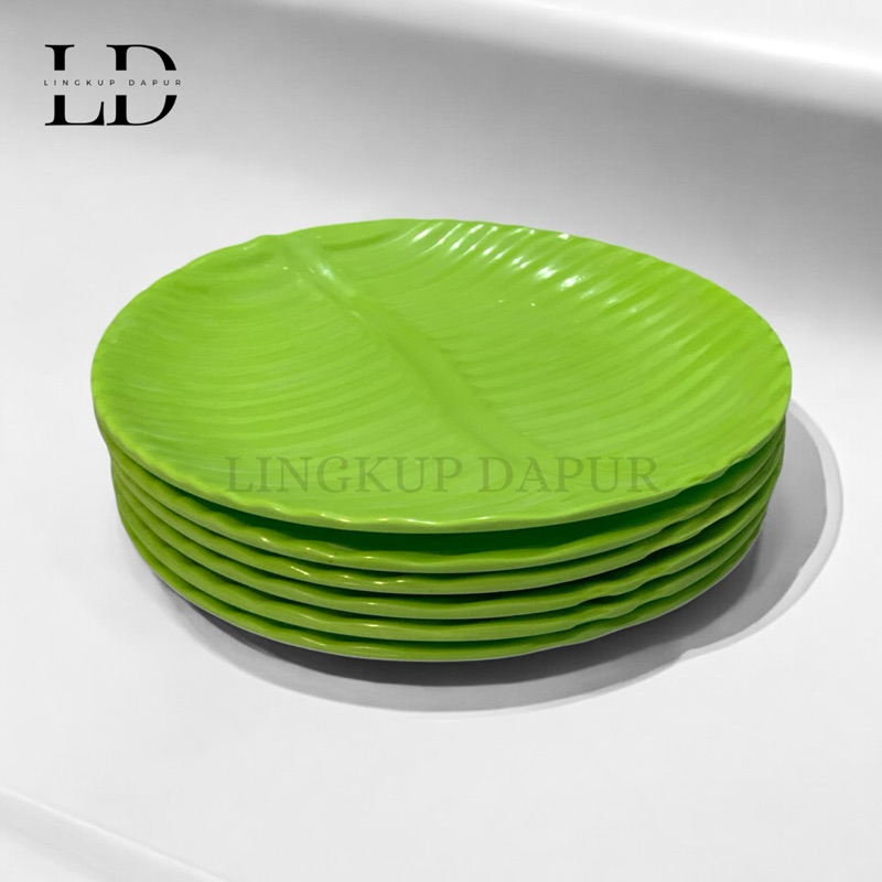 Piring Makan Harian Berbahan Melamin Ulir. Motif Daun Penjualan (6pcs/1lusin).