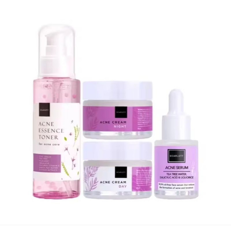 Scarlett whitening acne satu paket perawatan wajah isi 4 varian