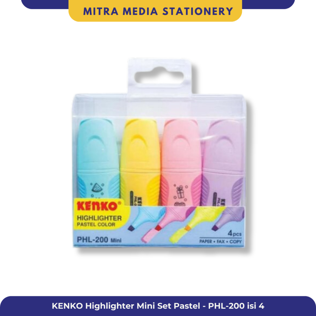 

KENKO Highlighter Mini Set Pastel Color - PHL-200 isi 4