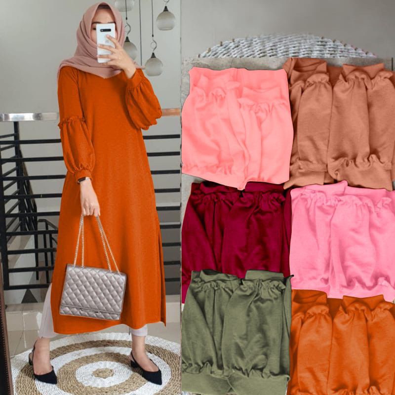 GR LONG TUNIK CELY JUMBO PREMIUM TUNIK BABYTERRY TANGAN BALON