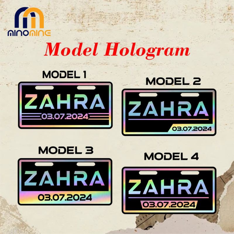 PLAT NOMOR SEPEDA LISTRIK Aksesoris Sepeda Listrik Custom nama (HOLOGRAM)