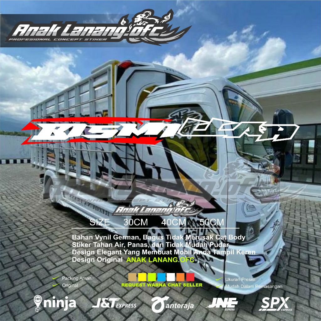 Sticker kaca pickup bismillah cutting sticker kaca truk pick up bismillah