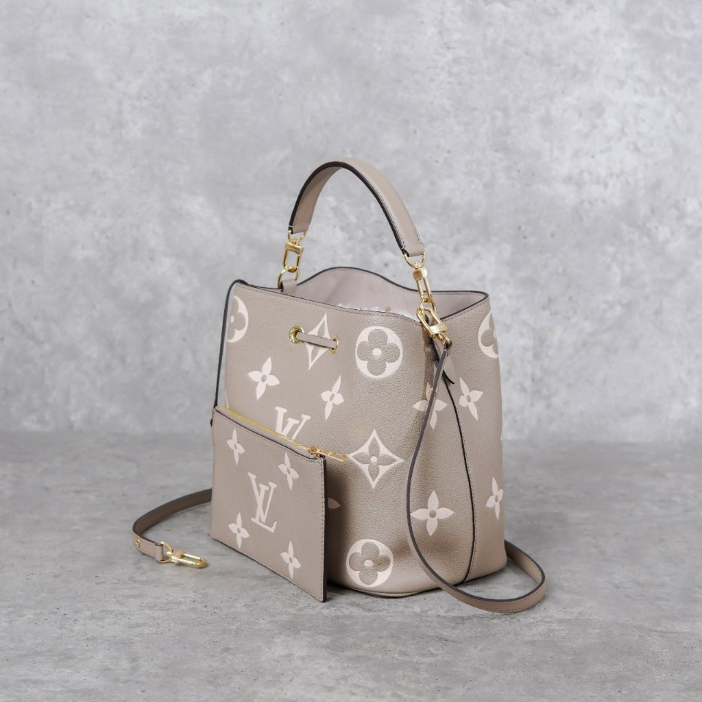 Tas L NEONOE MONOGRAM EMPREINTE BEIGE LEATHER BUCKET BAG 100% ORIGINAL