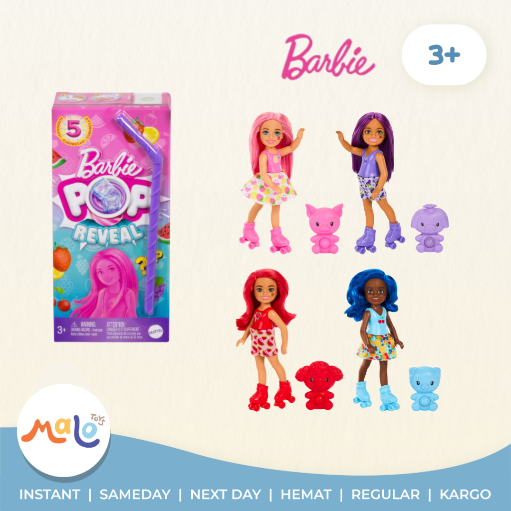 MALOTOYS - BARBIE Pop Reveal [ORIGINAL] Fruit Series Chelsea Doll With 5 Surprises Including Pop-It 