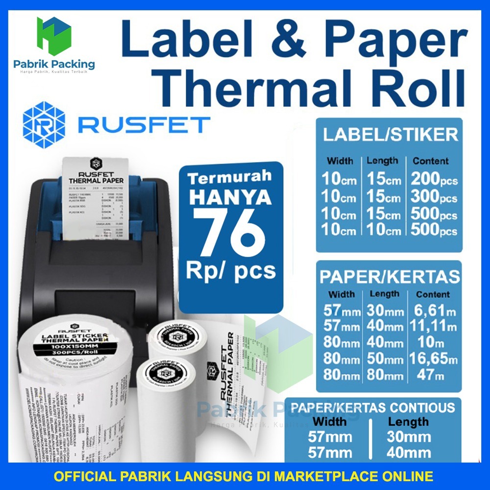 

Kertas Struk Thermal Kertas Struk Kasir Kertas Thermal Mesin ADC Thermal Paper Roll Rusfet