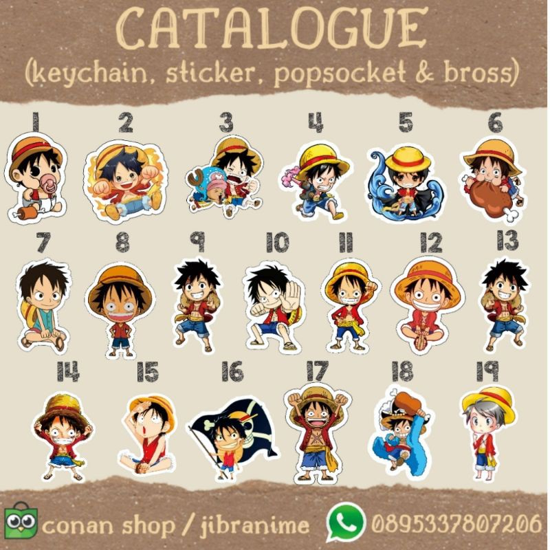 keychain gantungan kunci akrilik / phonstrap / popsocket / bross / stiker anime one piece luffy