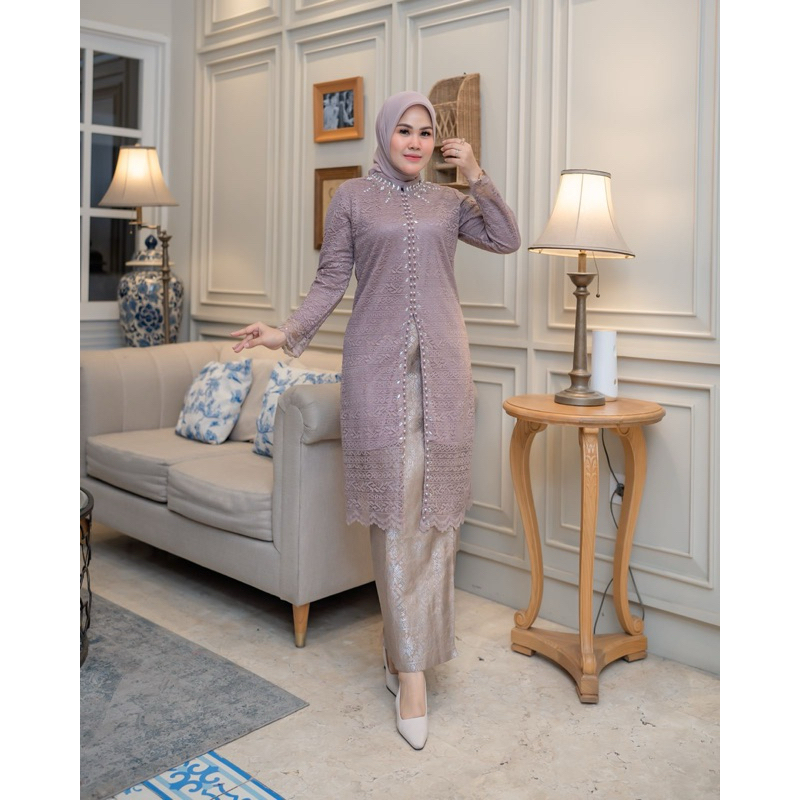 Set tunik brokat / set tunik brokat payet tanpa gliter / tunik payet premium