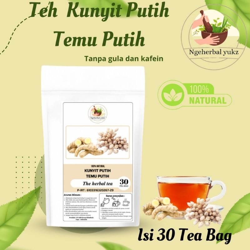 

Teh Kunyit Putih Temu Putih | isi 30 tea bags | Minuman teh herbal | Ngerherbal Yukz