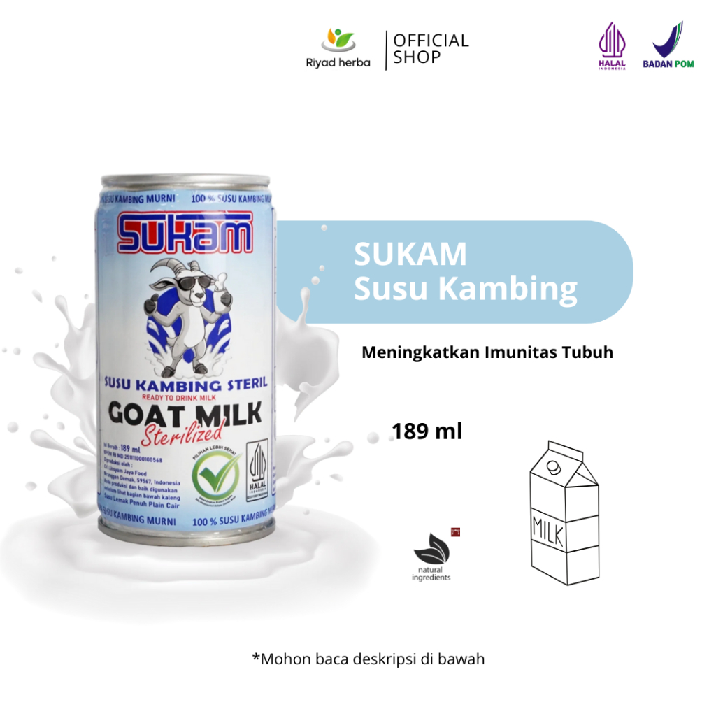 

SUKAM Susu Kambing Steril Pertama di Indonesia - rendah gula dan tinggi kalsium 189 ml