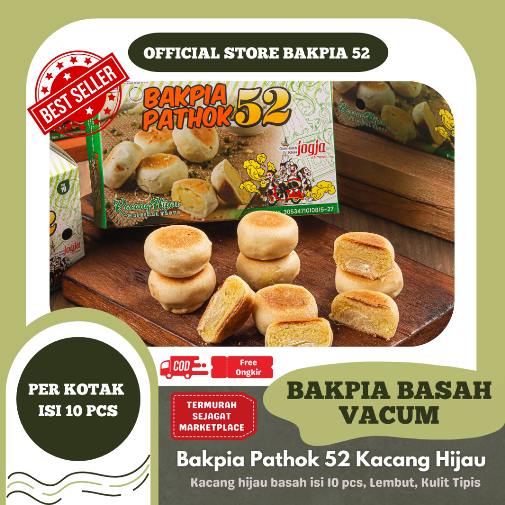 

BAKPIA PATHOK 52 - BAKPIA BASAH ISI 10 BIJI (Vacum)