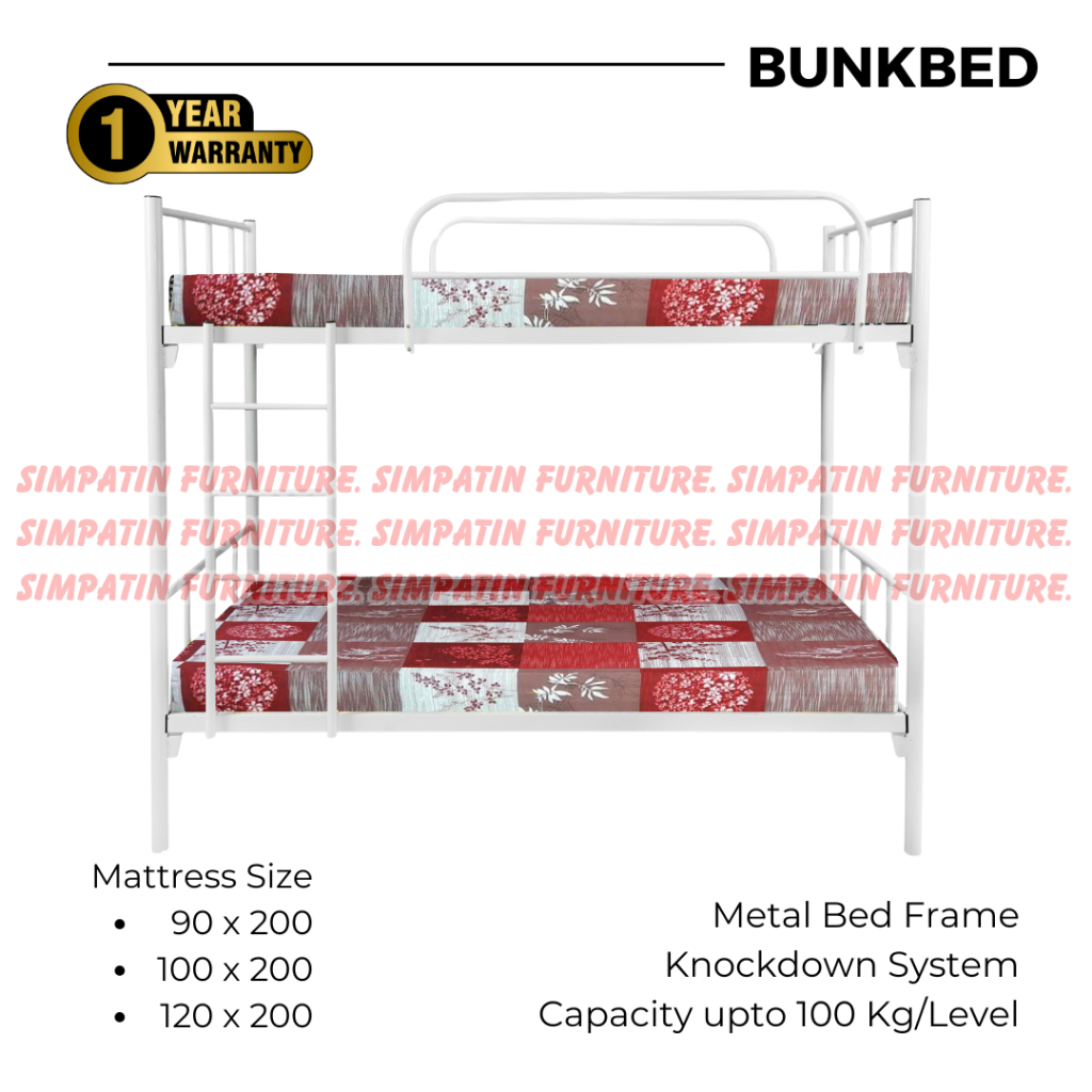 Ranjang Besi Tingkat 2 Susun Bunk Bed Minimalist
