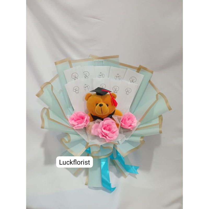 Buket uang kosongan+boneka,buket uang isi 10 slot,bunga palsu