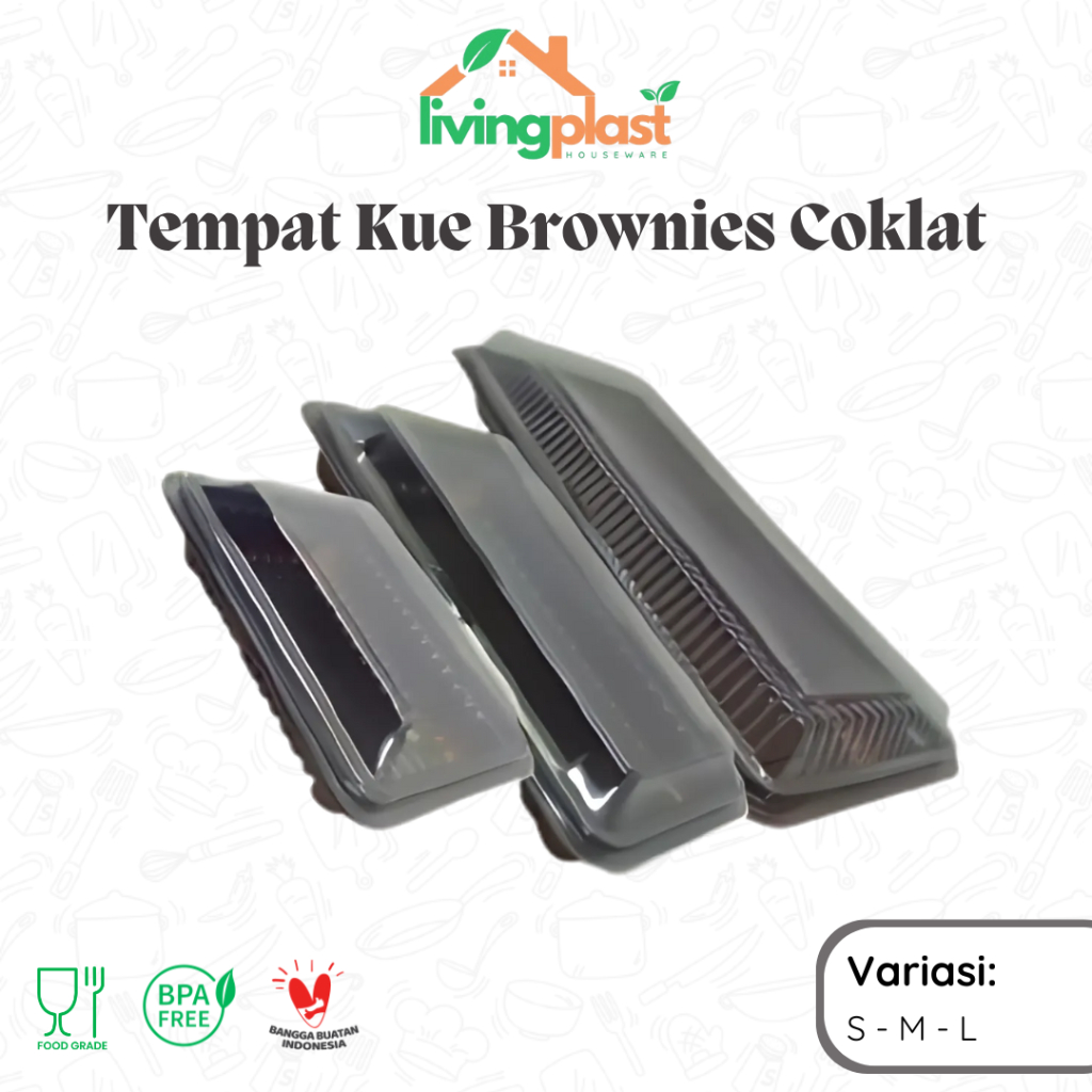Tempat Kue Brownies Coklat @50Pcs / Mika Brownies Coklat / Kotak Kue Brownies / Brownies HIPS