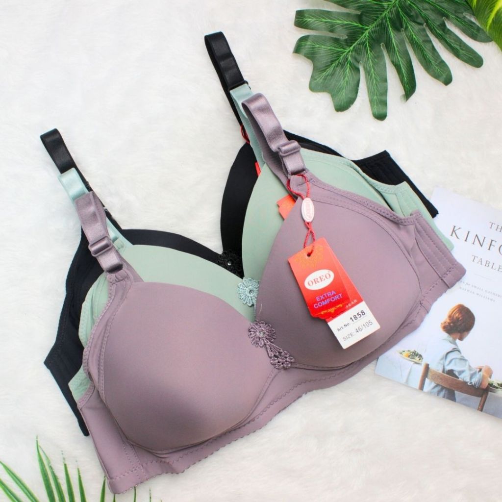 BRA CUP BESAR JUMBO WANITA SUPER LEMBUT NYAMAN BH PEREMPUAN TANPA KAWAT KAIT 4 OREO 1858