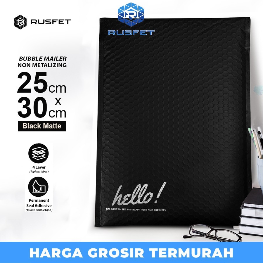 

AMPLOP BUBBLE MAILER BLACK 25X30CM WRAP ENVELOPE RUSFET SATUAN