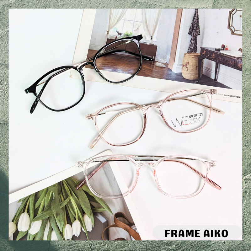 Worth It - Kacamata Photocromic Minus Anti Radiasi Frame Aiko Wanita Korea Bulat Lentur 2124