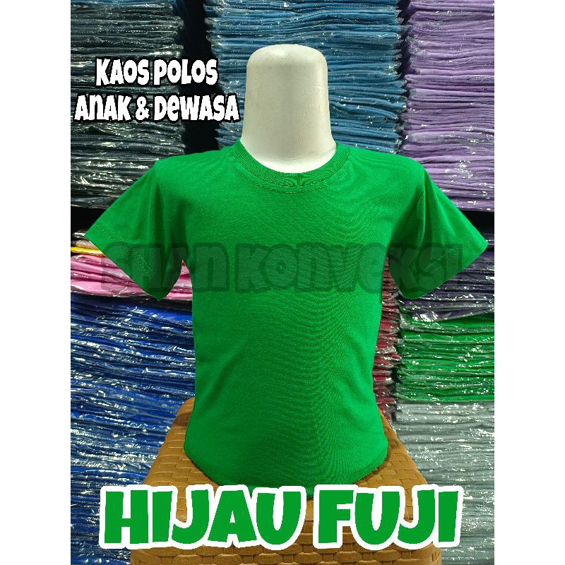 KAOS POLOS HIJAU FUJI 30S ANAK/DEWASA PENDEK