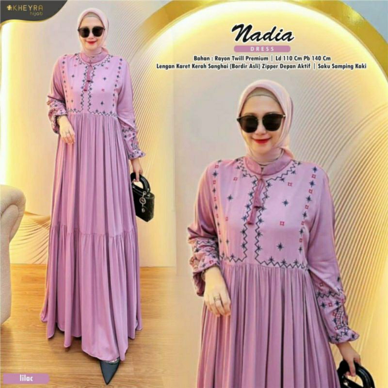 Nadia Lilac Ld 110 Dress muslim Gamis cantik Maxy Jumbo by Alila