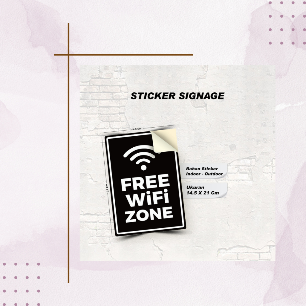 

gbm - STIKER FREE WIFI ZONE/ MURAH BAHAN VINLY / STIKER UKURAN 14.5 X 21 / STIKER SIGNAGE FREE WIFI ZONE / INDOOR - OUTDOOR